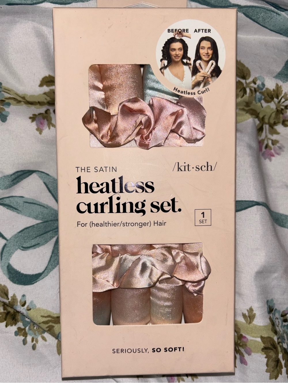 Kitsch Satin Heatless Curling Set - Blush Pink
